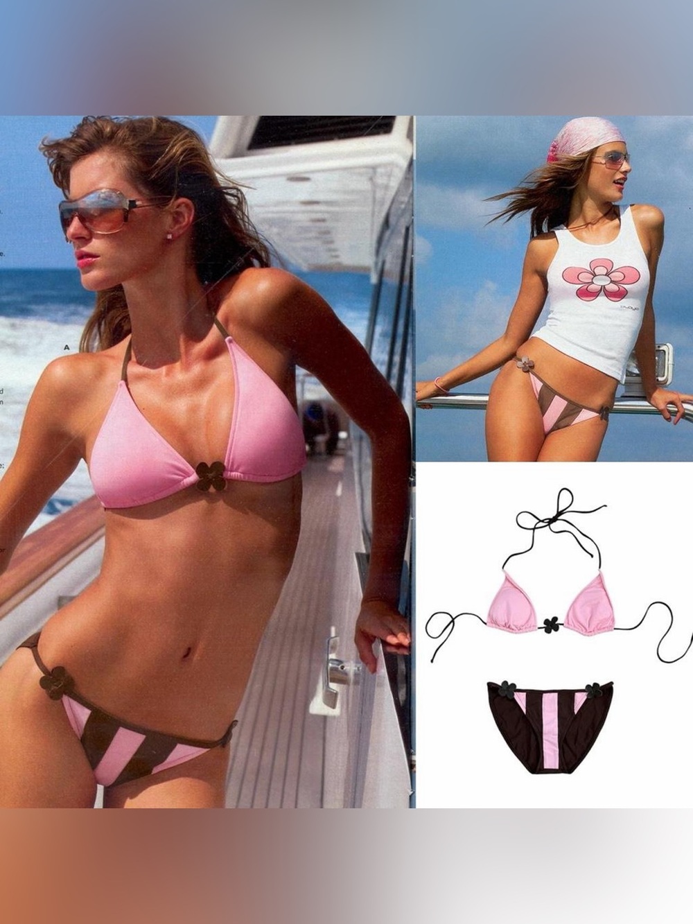 Leather Flower Stripe Bikini As Seen On Gisele Bündchen & Alessandra Ambrosio